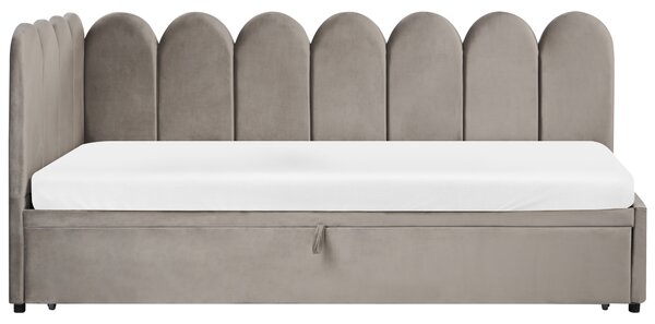 Rozkládací postel Umělý samet TERROU 90 x 200 cm Taupe