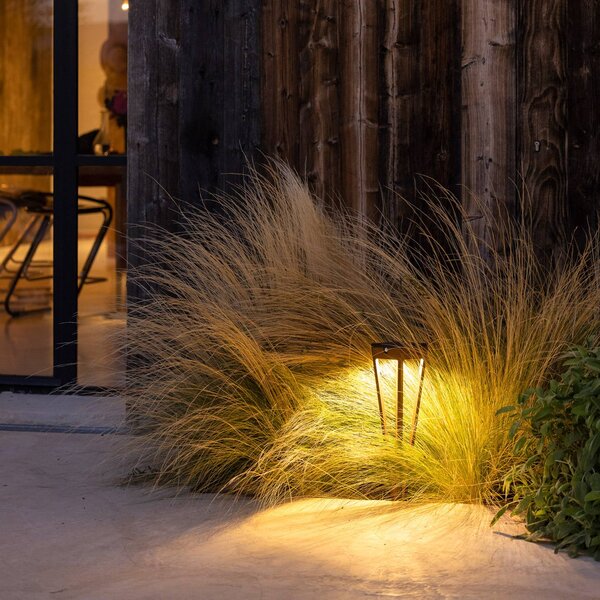 Les Jardins LED solární pochodeň Tinka, výška 52 cm, corten, Hnědá / rez, Hliník, Venkovní bodové svítidlo / zabodnuté do země