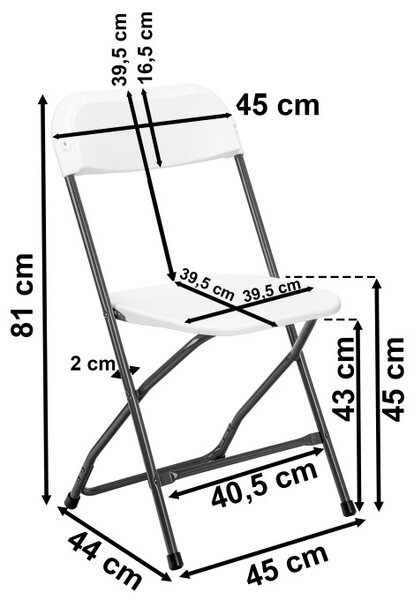 Rozkládací židle SIMPLO BLACK bílá