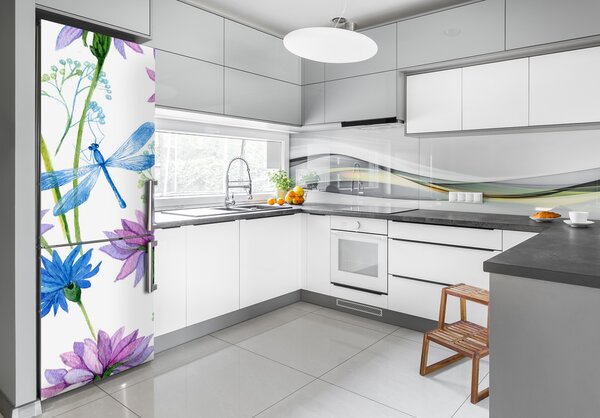 Fototapeta na ledničku Květiny a vážky FridgeStick-70x190-f-98370338