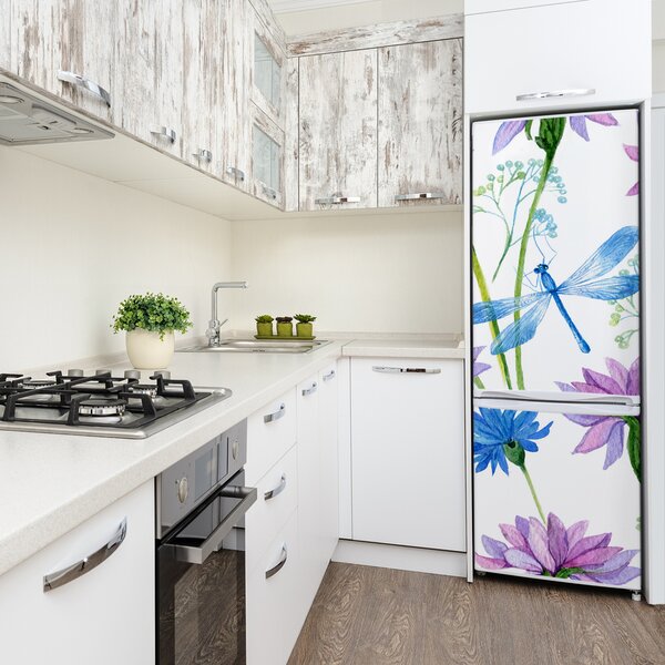 Fototapeta na ledničku Květiny a vážky FridgeStick-70x190-f-98370338