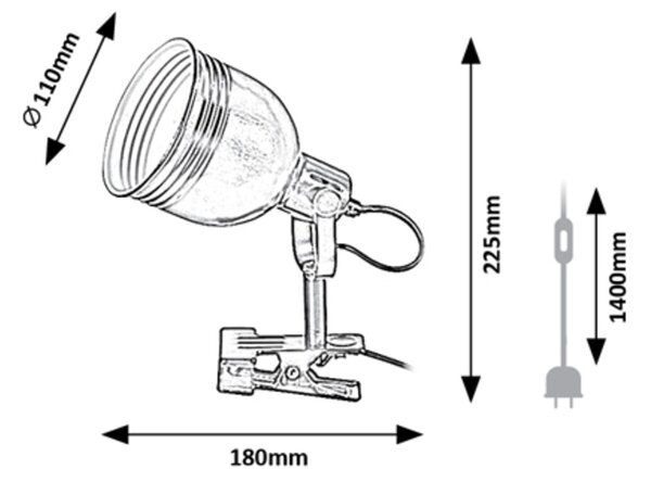 Rabalux Stolní lampa s klipem Flint 1x25W | E14 | IP20 - černá