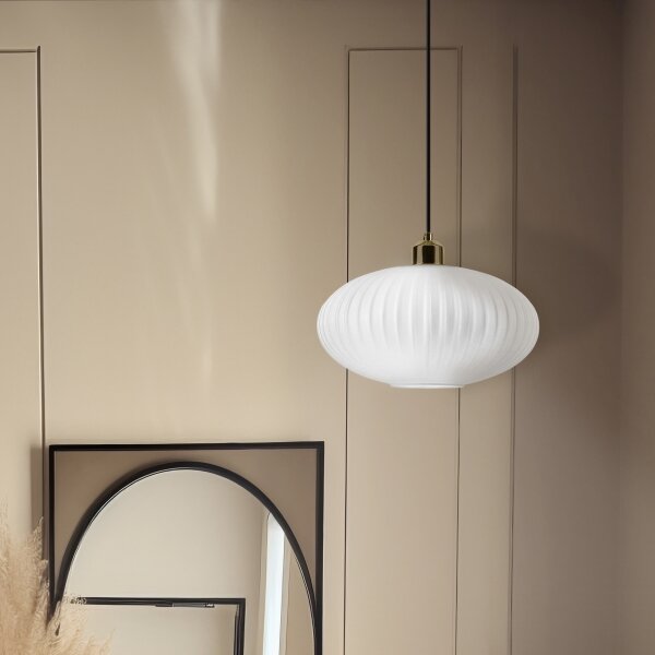Lustr na lanku HARMA 1xE27/15W/230V pr. 30 cm bílá/zlatá