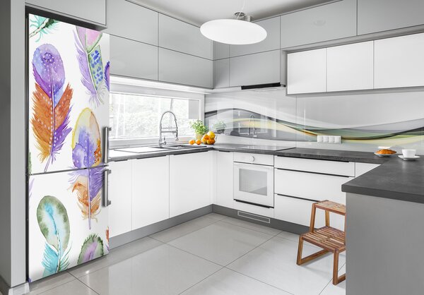 Nálepka tapeta na ledničku Barevná pírka FridgeStick-70x190-f-98714583