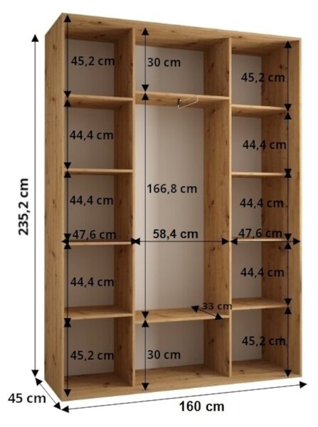 Šatní skříň ASIRI 1 - 160/45 cm, černá / černá