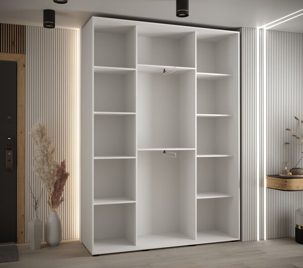 Šatní skříň ASIRI 3 - 180/45 cm, bílá / stříbrná