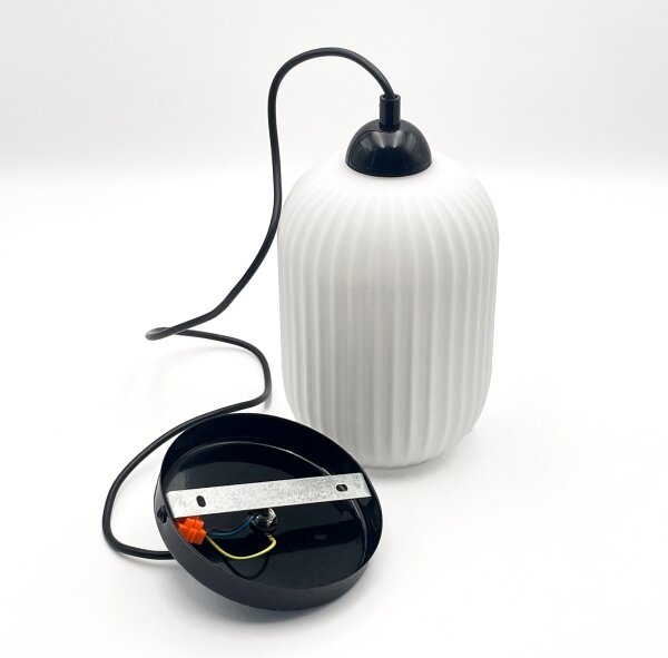 Lustr na lanku HARMA 1xE27/15W/230V pr. 14 cm bílá/černá
