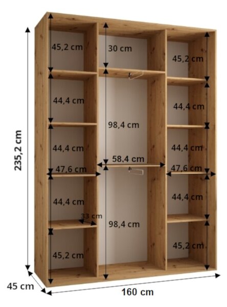 Šatní skříň ASIRI 1 - 160/45 cm, černá / černá