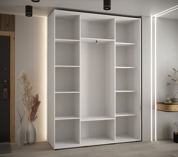 Šatní skříň ASIRI 3 - 180/45 cm, bílá / stříbrná