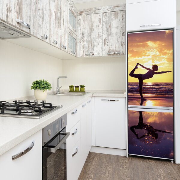 Foto nálepka skin lednička Joga na pláži FridgeStick-70x190-f-98847992