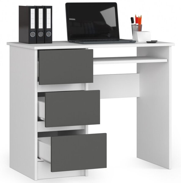 Ak furniture Psací stůl A-6 90 cm bílý/grafitově šedý levý