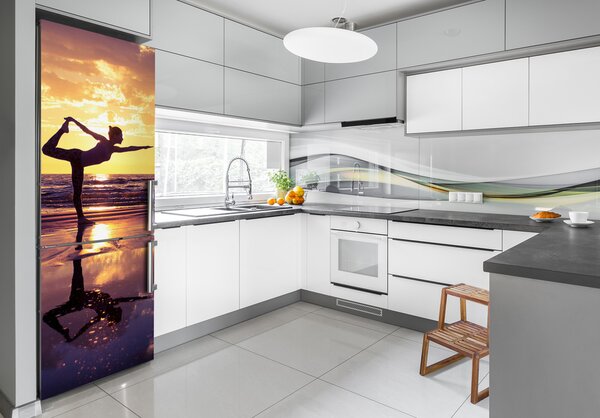 Foto nálepka skin lednička Joga na pláži FridgeStick-70x190-f-98847992