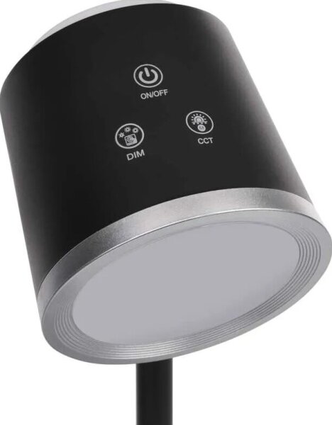 LED Stmívatelná nabíjecí stolní lampa 4v1 LED/6W/3,7V 3000K/4000K/6500K černá