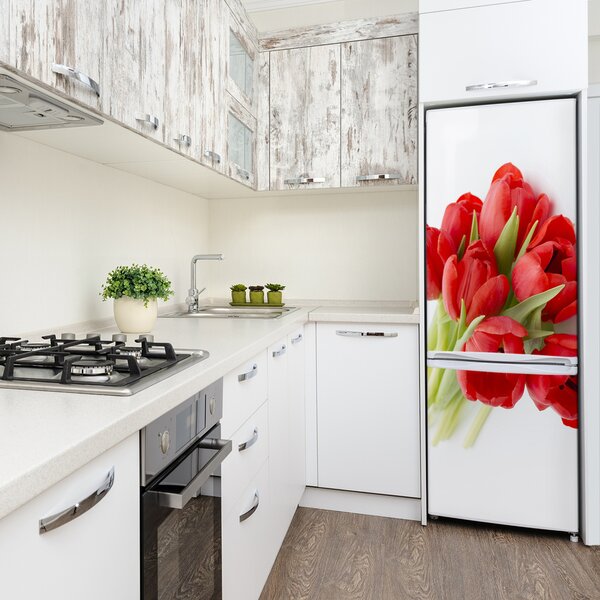 Nálepka fototapeta Červené tulipány FridgeStick-70x190-f-99817079