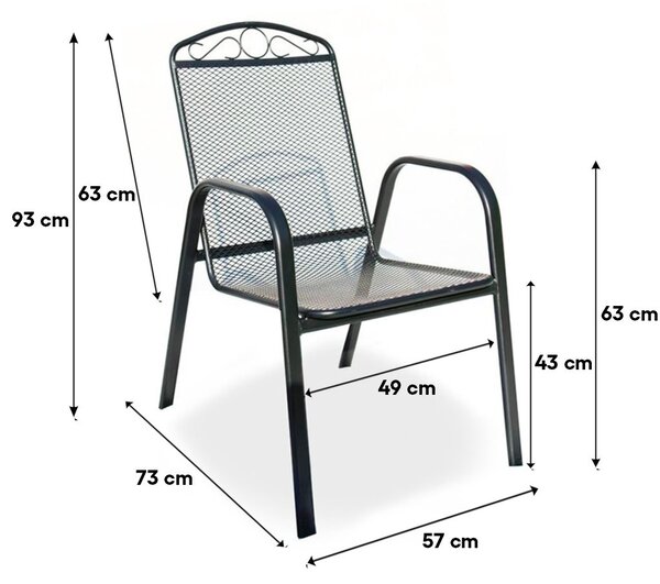 Vikio Zahradní jídelní kovový set pro 4 osoby V124 antrcit