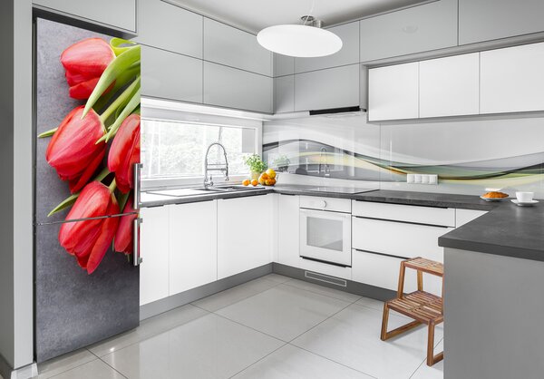 Nálepka fototapeta Červené tulipány FridgeStick-70x190-f-99719823