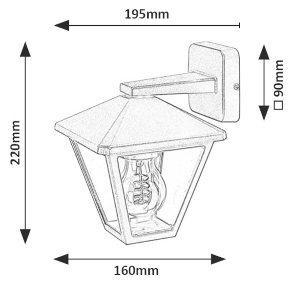 Rabalux Venkovní nástěnné svítidlo PARAVENTO max. 1x40W | E27 | IP44 - černá