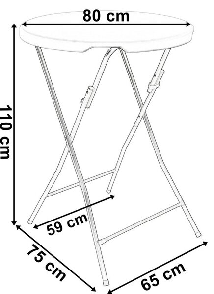 Skládací stolek GALA 80 cm černý