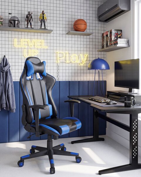 Kancelářská židle GAMER Umělá kůže Tmavě modrá