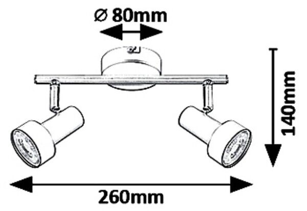 Rabalux KONRAD přisazené stropní bodové svítidlo 2x50W | GU10 | IP20 - nastavitelné, černá