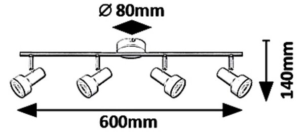 Rabalux KONRAD přisazené stropní bodové svítidlo 4x50W | GU10 | IP20 - nastavitelné, černá