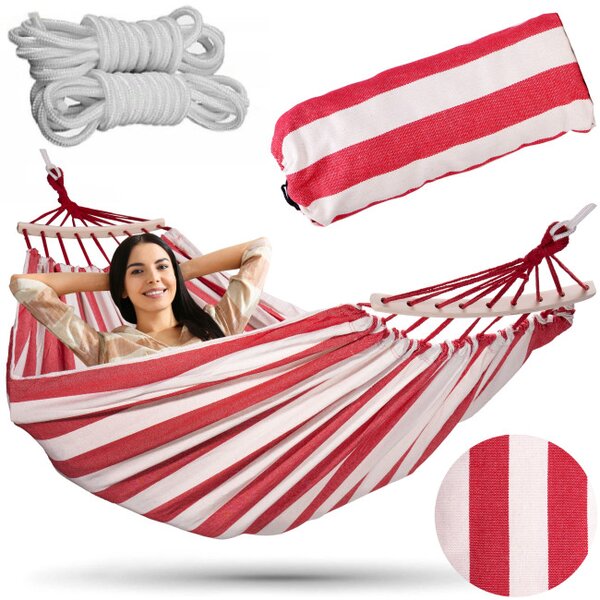 Dvoumístná houpací síť EDEN PANNA COTTA 150x260 cm s pruhy