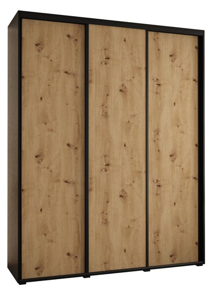 Šatní skříň ASIRI 1 - 200/45 cm, černá / dub artisan / černá