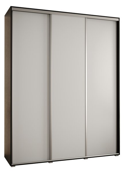 Šatní skříň YVONA 1 - 190/45 cm, černá / bílá / stříbrná