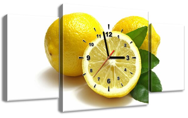 Gario 3 dílný obraz s hodinami Zdravé citrony Velikost: 80 x 40 cm