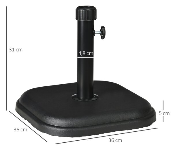 Základna slunečníku Outsunny, hmotnost 11 kg, cementová podstava pro slunečníky s průměrem 32-38 mm, pro terasu, patio, venkovní použití 36x36x31 cm Č