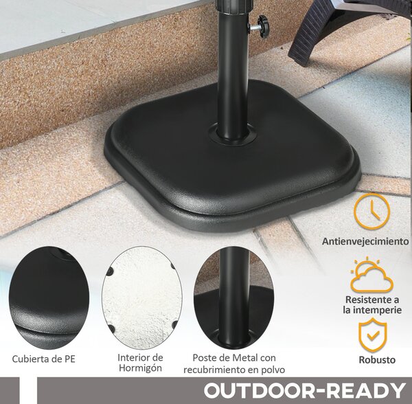 Základna slunečníku Outsunny, hmotnost 11 kg, cementová podstava pro slunečníky s průměrem 32-38 mm, pro terasu, patio, venkovní použití 36x36x31 cm Č