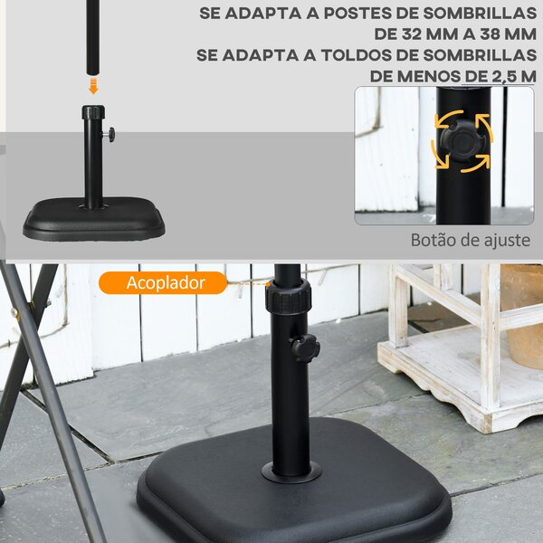 Základna slunečníku Outsunny, hmotnost 11 kg, cementová podstava pro slunečníky s průměrem 32-38 mm, pro terasu, patio, venkovní použití 36x36x31 cm Č