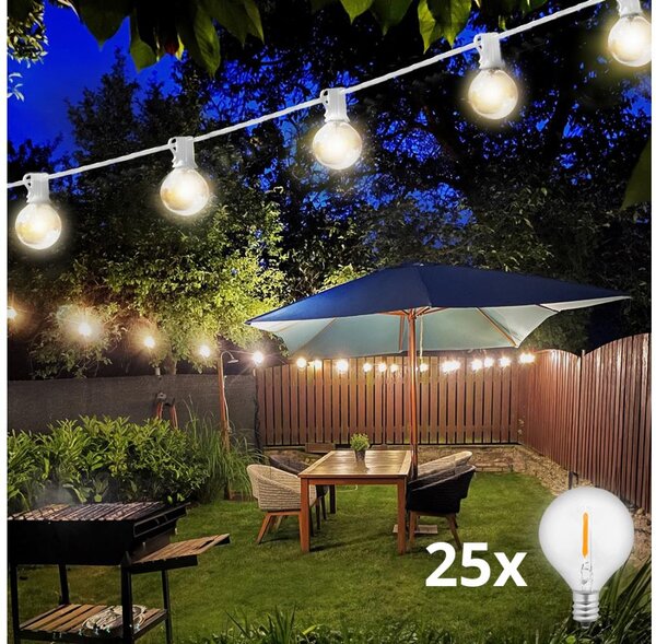 Brilagi - LED Venkovní dekorační řetěz GIRLANDA 25xE12 20m bílá IP44 teplá bílá