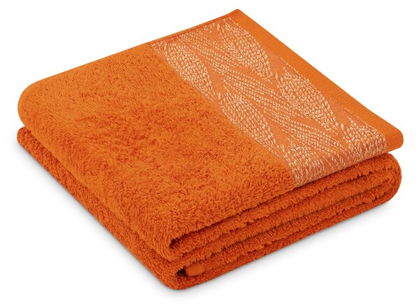 Bavlněný ručník se stříbrnou nití Oranžový ELVERUM 70x130 cm