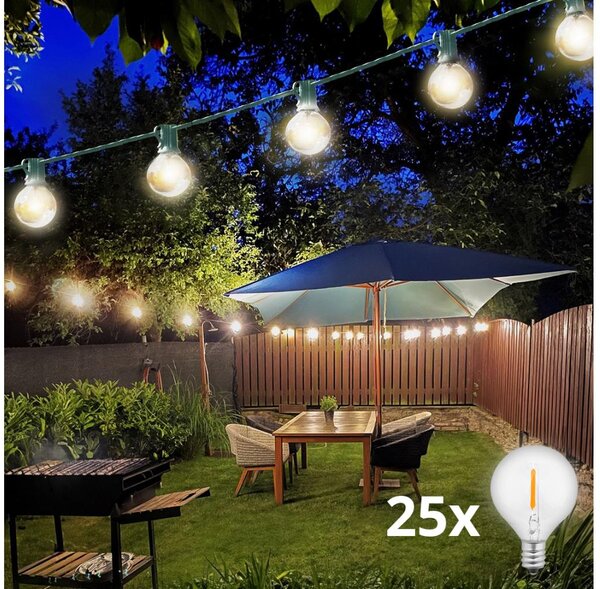 Brilagi -LED Venkovní dekorační řetěz GIRLANDA 25xE12 20m zelená IP44 teplá bílá