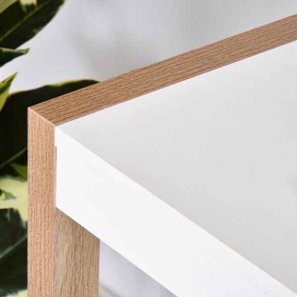 HOMCOM Počítačový stůl se zásuvkou a skříňkou, obdélníkové nohy, moderní styl, další dekorace 112,5x50x75,5 cm, bílý | Aosom