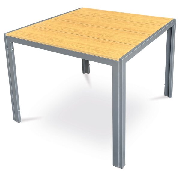 Zahradní stůl rozkládací METRAX — 90x90 cm, kov, polywood, hnědá