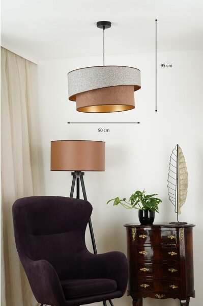Brilagi - Lustr na lanku VEGAS SHINE 1xE27/15W/230V pr. 50 cm šedá/hnědá