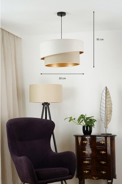 Brilagi - Lustr na lanku VEGAS SHINE 1xE27/15W/230V pr. 50 cm krémová/béžová
