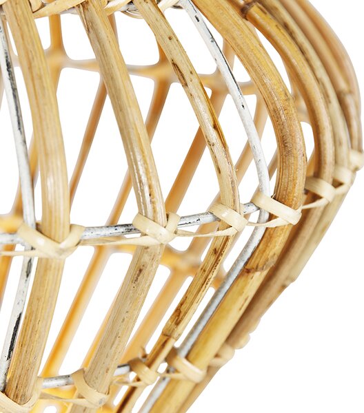 Rustikální stojací lampa trojnožka bambus s bílou - Canna Diamond