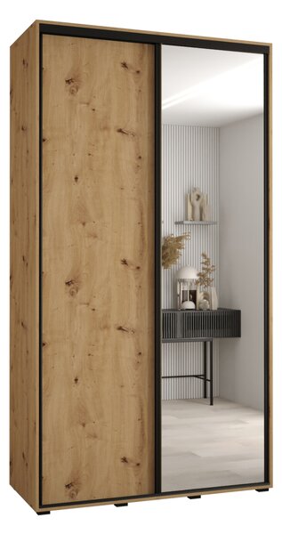 Šatní skříň YVONA 3 - 130/45 cm, dub artisan / černá