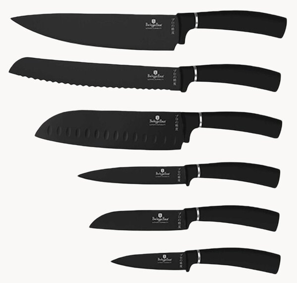 Sada kuchyňských nožů z nerezové oceli Matte Black, 6 dílů