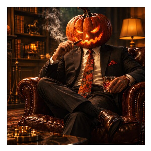 Obraz halloweenový elegán s doutníkem