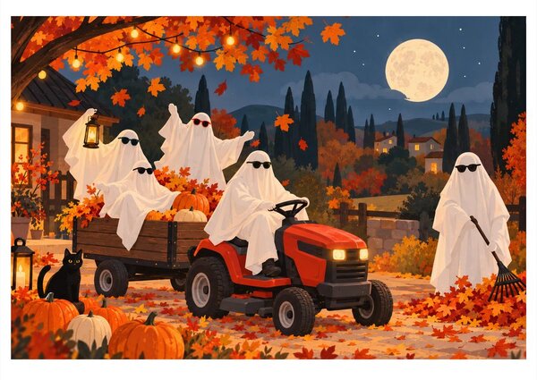 Obraz halloweenští duchové na traktoru