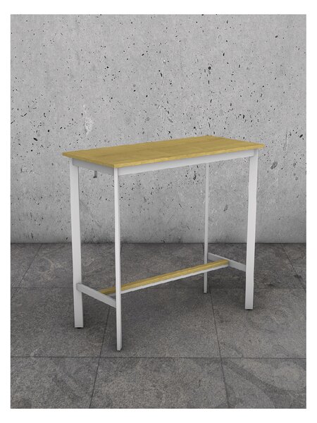 Barový stůl bílý A10, masiv dub přírodní, 110 x 51 cm