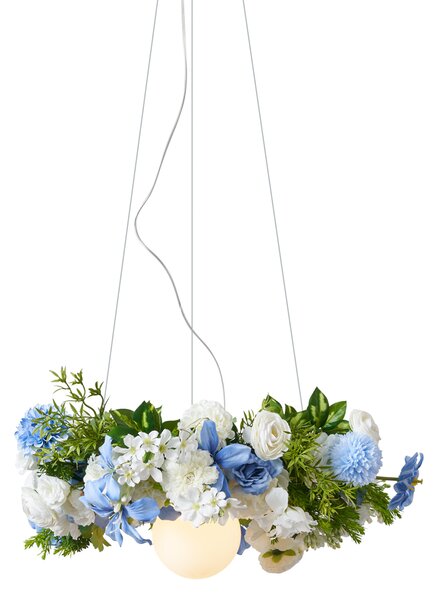 Bohemian Závěsná lampa černá s barevnými květy modrá a bílá - Flower Power