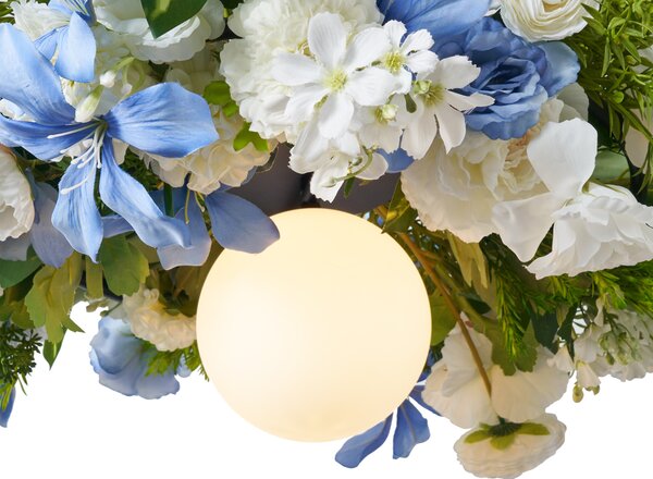 Bohemian Závěsná lampa černá s barevnými květy modrá a bílá - Flower Power
