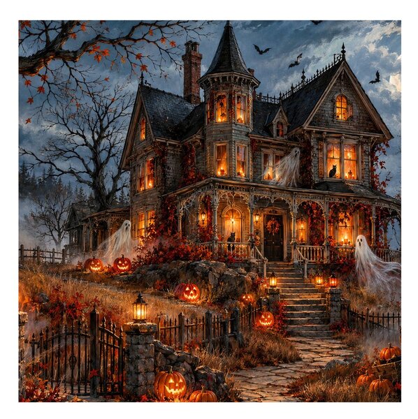 Obraz halloweenský dům s duchy