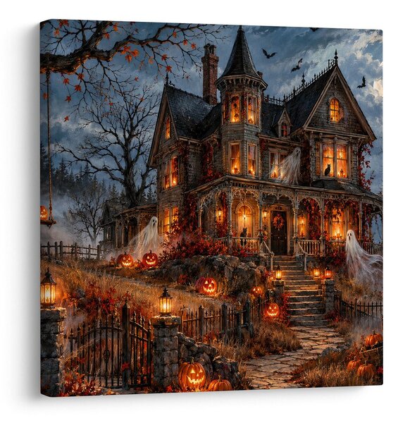 Obraz halloweenský dům s duchy