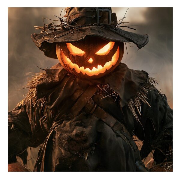 Obraz hořící halloweenský strašák v poli